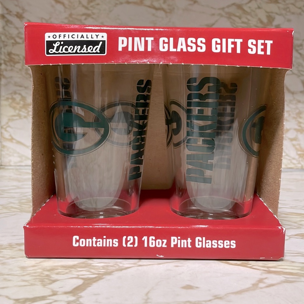 Packers pint glass gift set